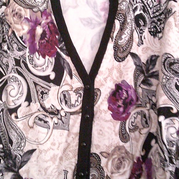 Mixed Print Snap Button Down Cardigan - Picture 2 of 5